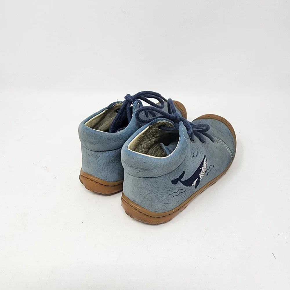 Ricosta Pepino Lucky Boys Sz EU23/US 6.5M Ankle Boots Whale Motif Blue Leather